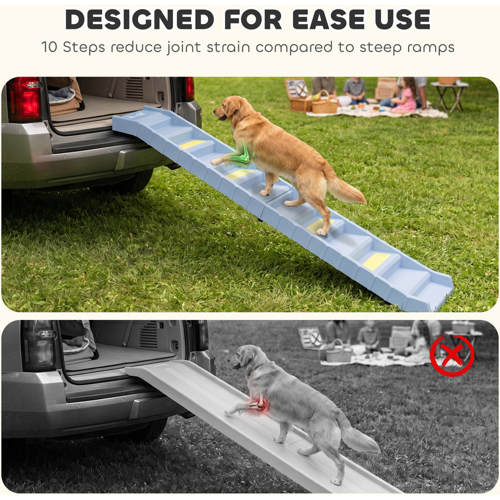 PawHut Grey Foldable Non-Slip Dog Car Ramp Image 5