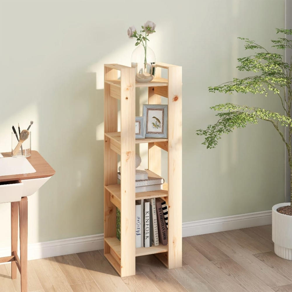 vidaXL 4 Shelf Natural Solid Pine Wood Bookcase Image 7