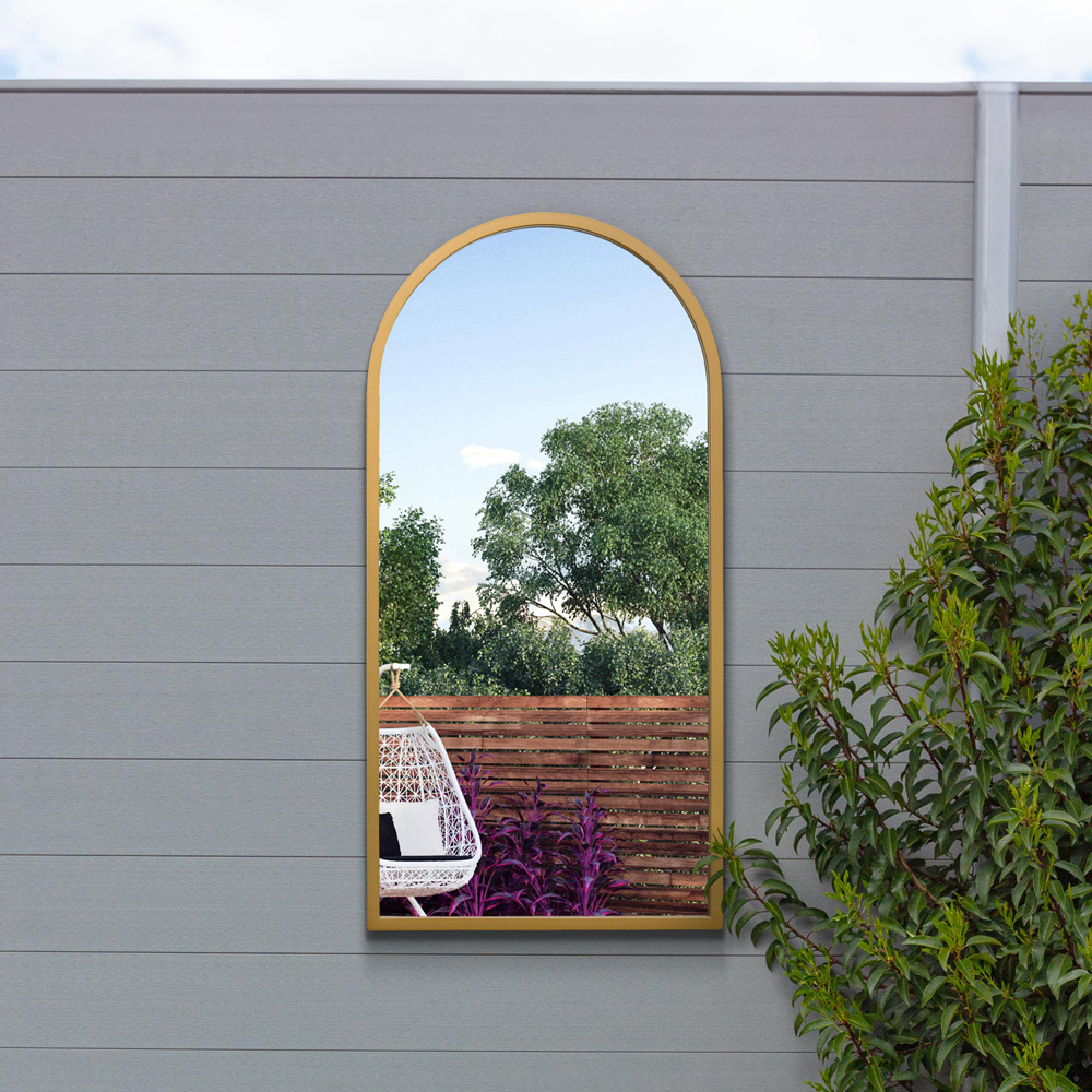 MirrorOutlet The Arcus Gold Framed Arched Garden Wall Mirror 80 x 40cm Image 5
