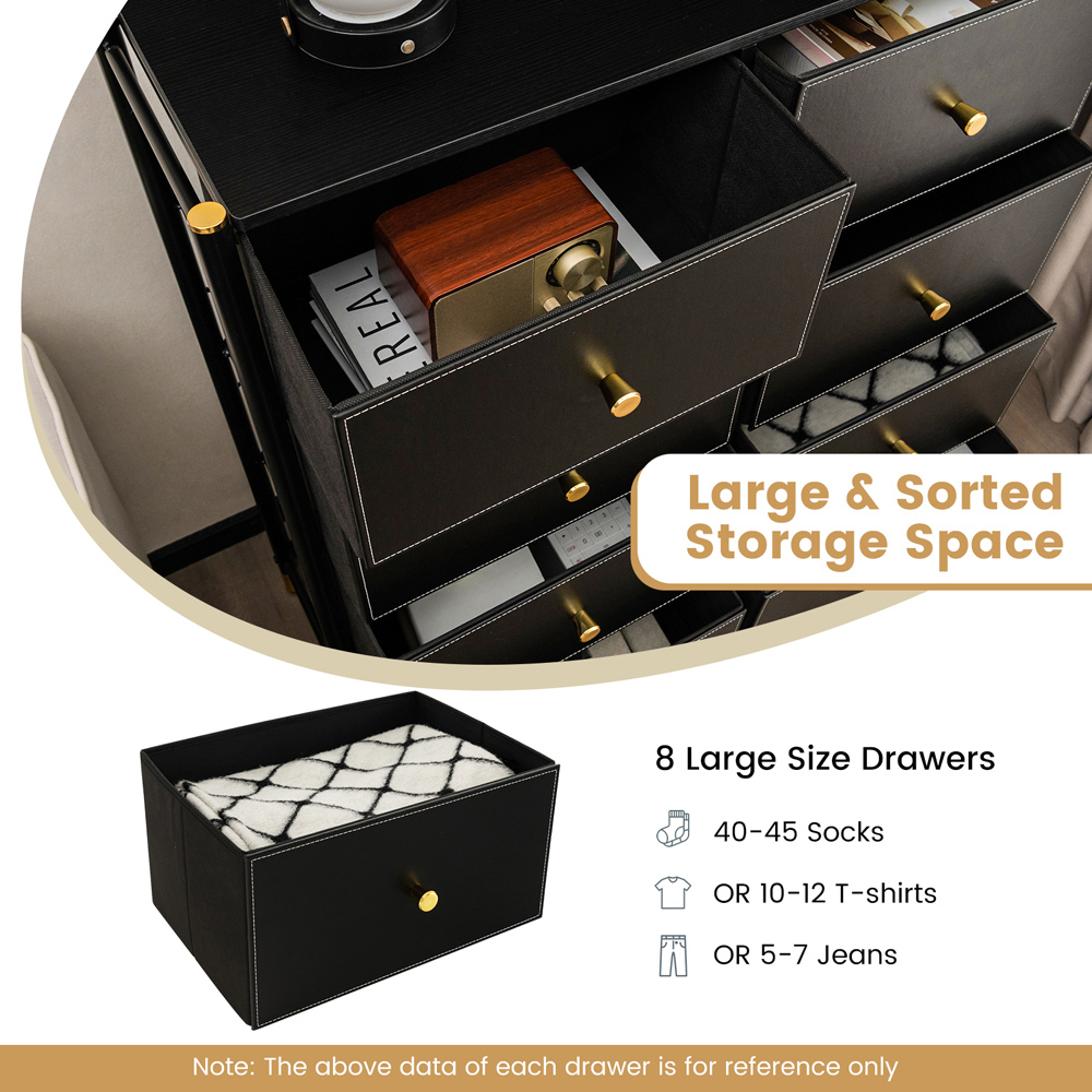 Costway 8 Drawer Black Fabric Dresser Image 7