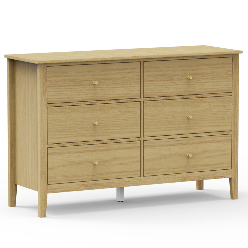 Core Products Henley 6 Drawer Oak Effect Double Wide Chest of Drawers Image 3