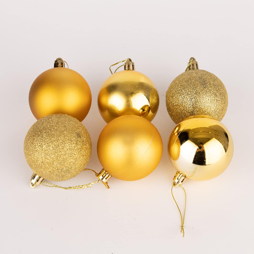 Shatchi 5cm Gold Shatterproof Christmas Baubles 24 Pack Image 5