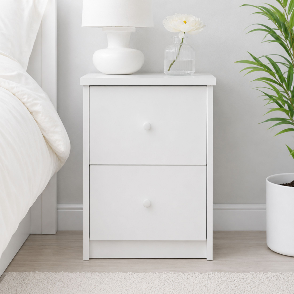 Core Products Erin 2 Drawer White Finish Bedside Cabinet  Image 5