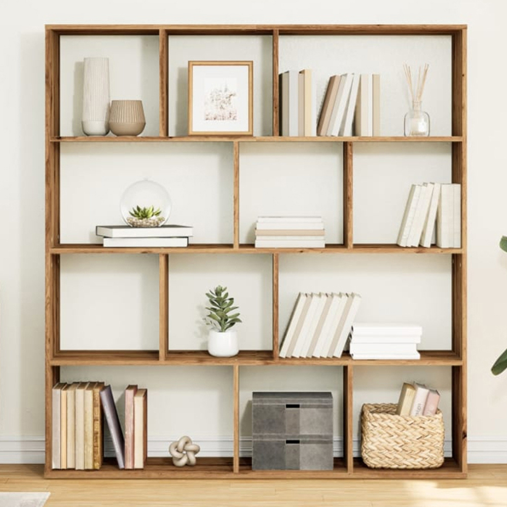 vidaXL 12 Shelf Artisanal Oak Bookcase Image 1