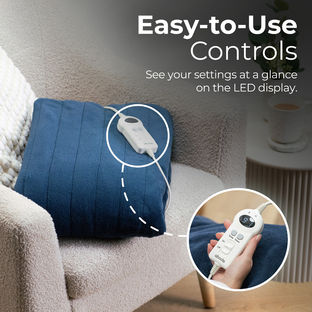 Abode Blue Microfleece Heated Throw 130 x 180cm Image 9