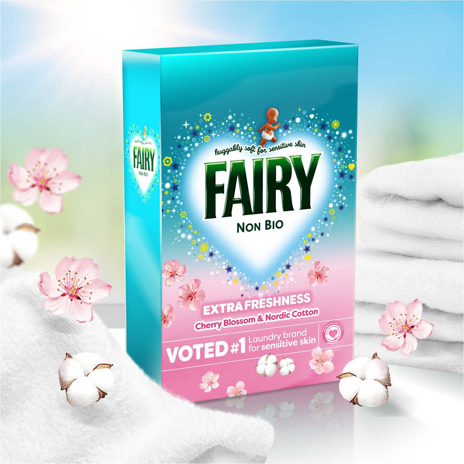 Fairy Non Bio Washing Powder Cherry Blossom and Nordic Cotton 65w Image 3