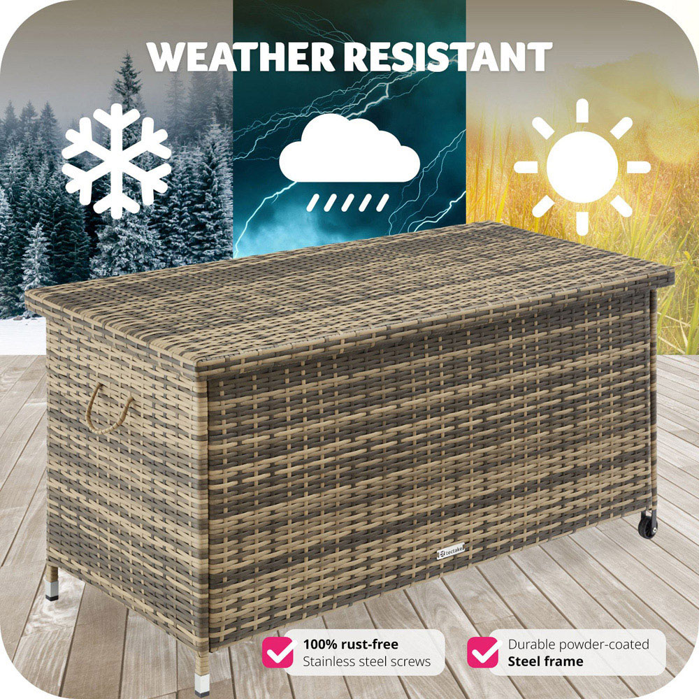 tectake Kiruna 270L Nature Rattan Storage Box Image 7
