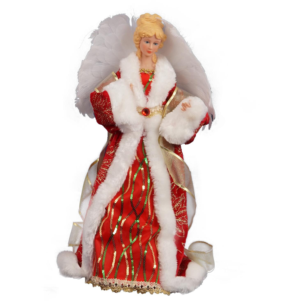 Red Standing Angel with LED Wings Decoration Image 1