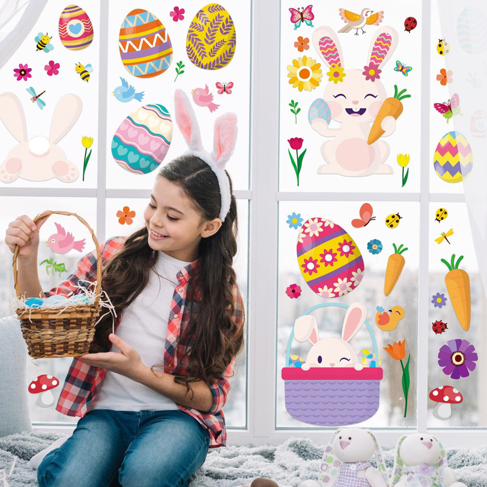 Walplus Happy Bunny Easter Window Cling Sticker Set 150 Piece Image 2