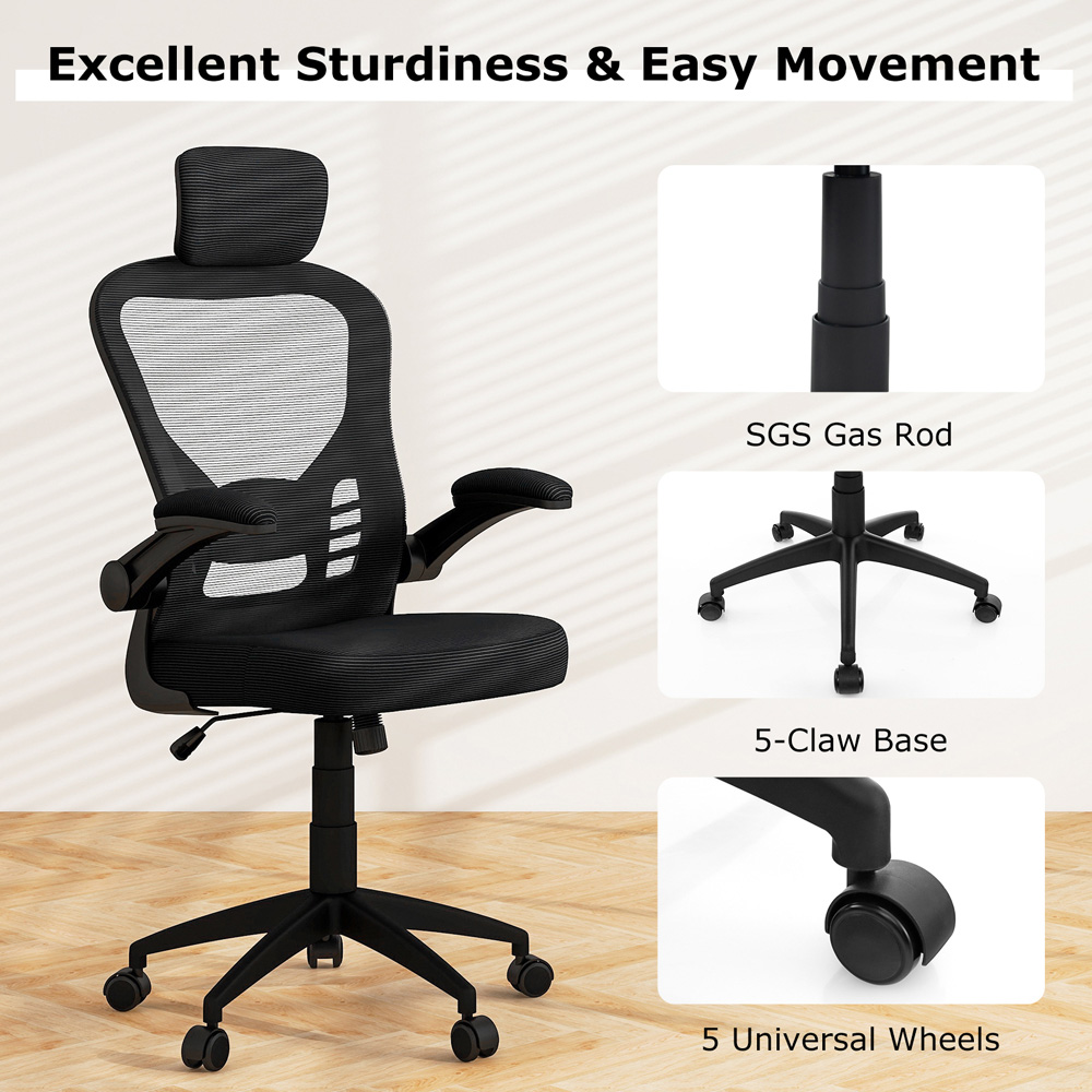 Costway Black Ergonomic Adjustable Office Chair with Headrest Image 5