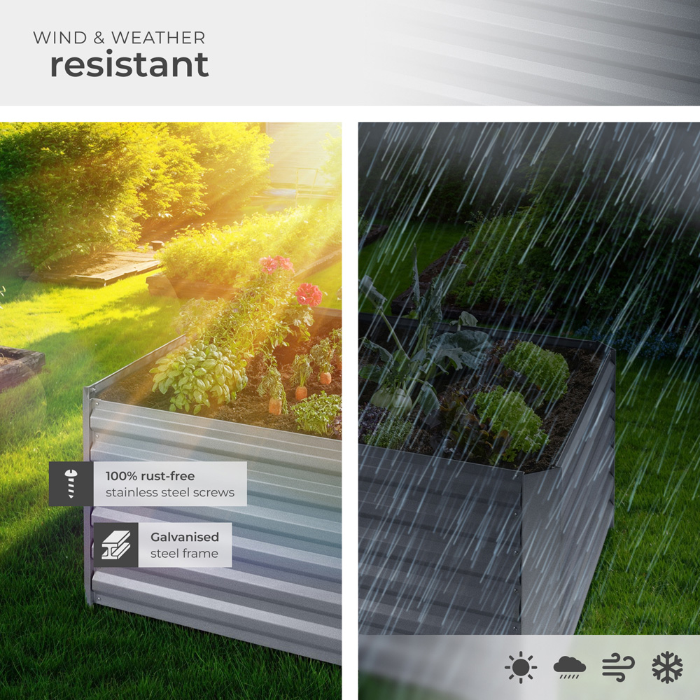 tectake Salvia 90 x 120cm Silver Galvanised Steel Raised Garden Bed Image 7