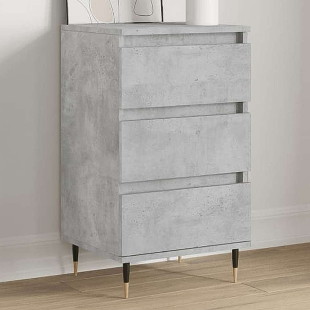vidaXL 3 Drawer Concrete Grey Sideboard Image 1