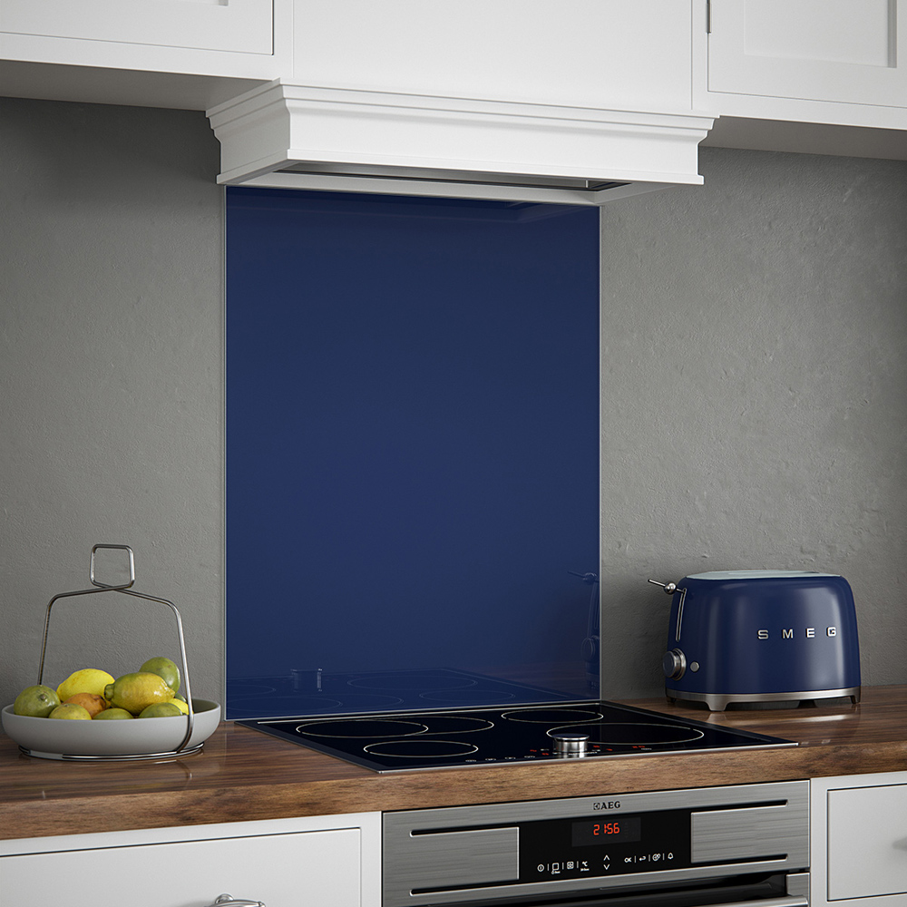 Splashback 0.6cm Thick Midnight Blue Kitchen Glass 75 x 60cm Image 1