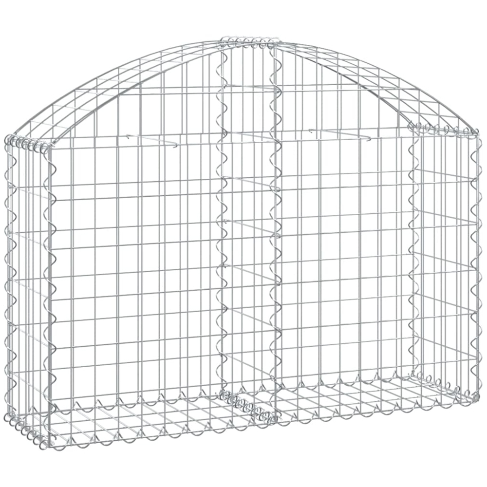 vidaXL Silver Galvanised Iron Arched Gabion Basket 100 x 30 x 60/80cm Image 1