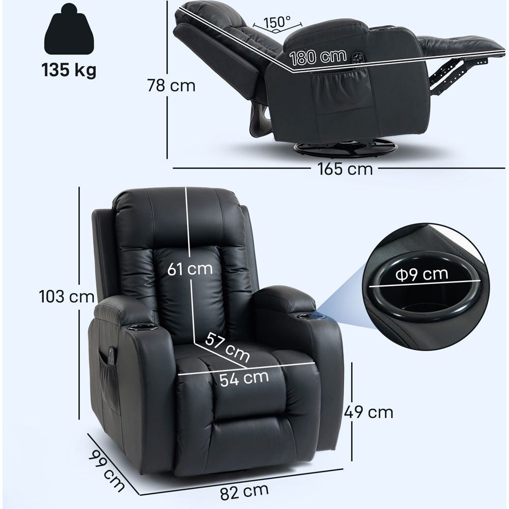 HOMCOM Black Massage and Heat Recliner Chair with 8-Point Vibration Image 9