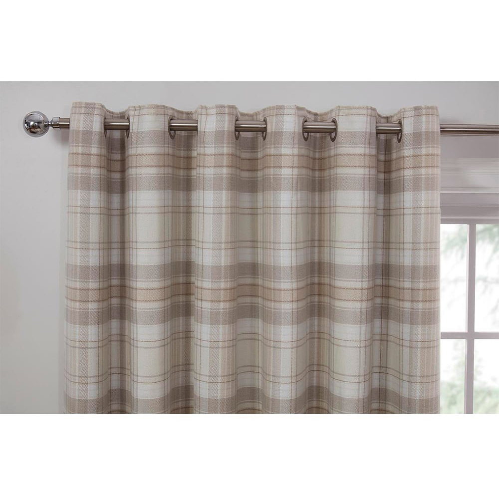 Divante Hatfield Natural Check Blackout Curtains 168 x 183cm Image 2