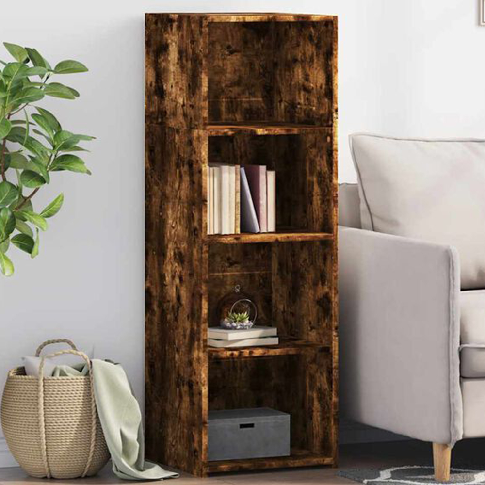 vidaXL 4 Shelf Smoked Oak Highboard Image 1