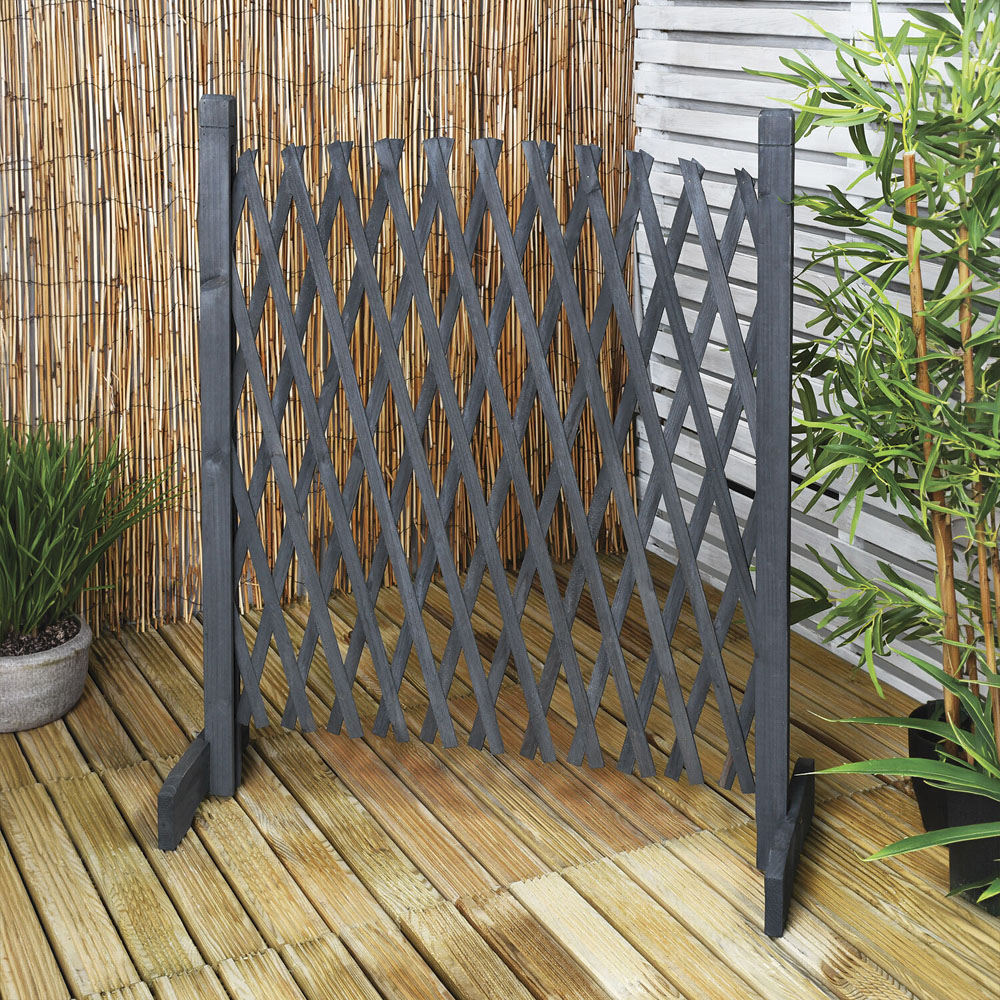 Expanding Wooden Trellis Fence Putty Grey Image 2