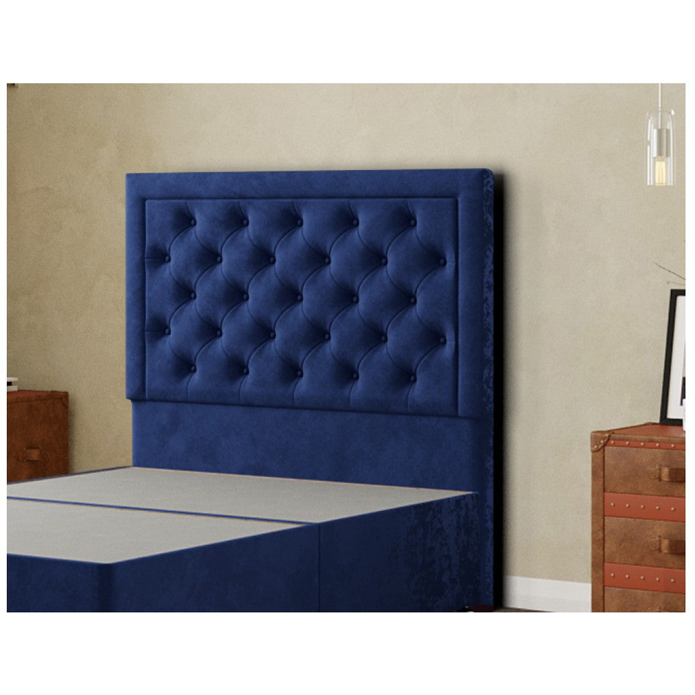 Eleganza Castle King Navy Plush Floor Standing Headboard Image 3