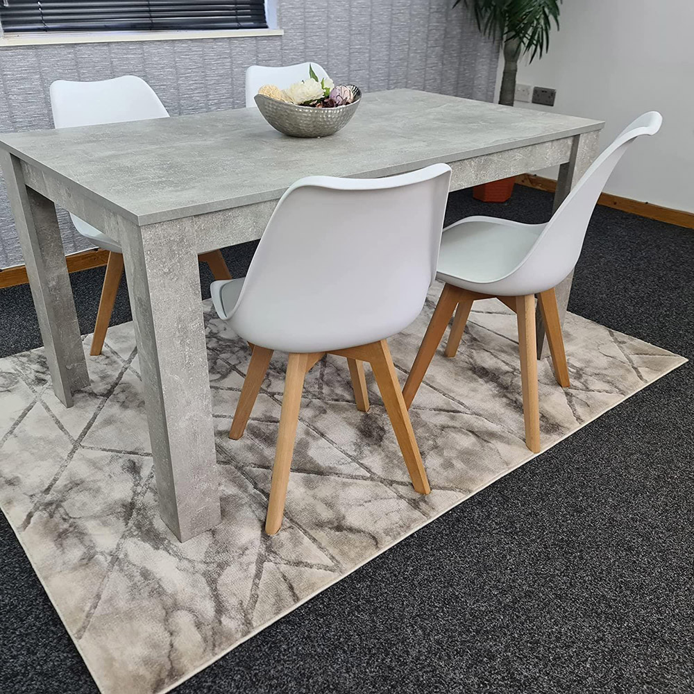 Portland Plastic Leather 4 Seater Dining Set Stone Grey and White Image 5