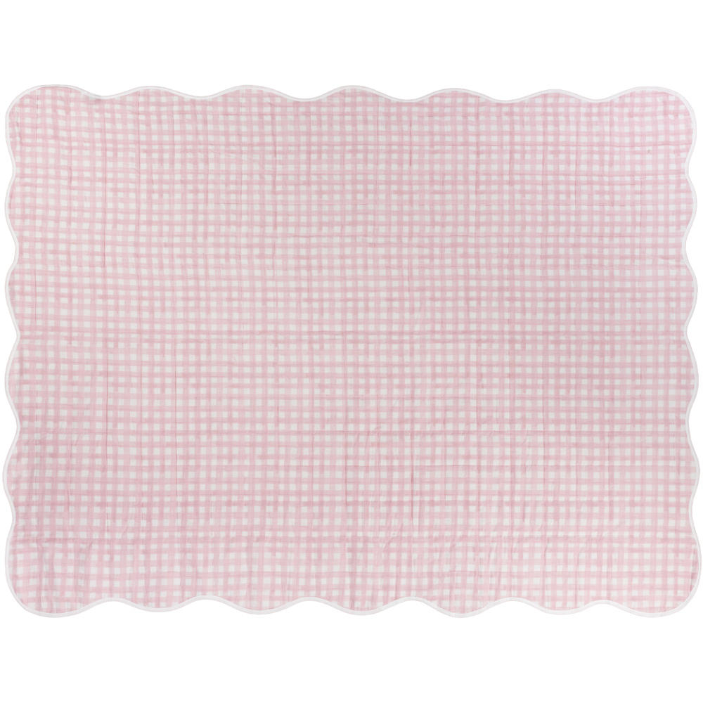 Furn Pink Scallop Quilted Bedspread 265 x 265cm Image 2
