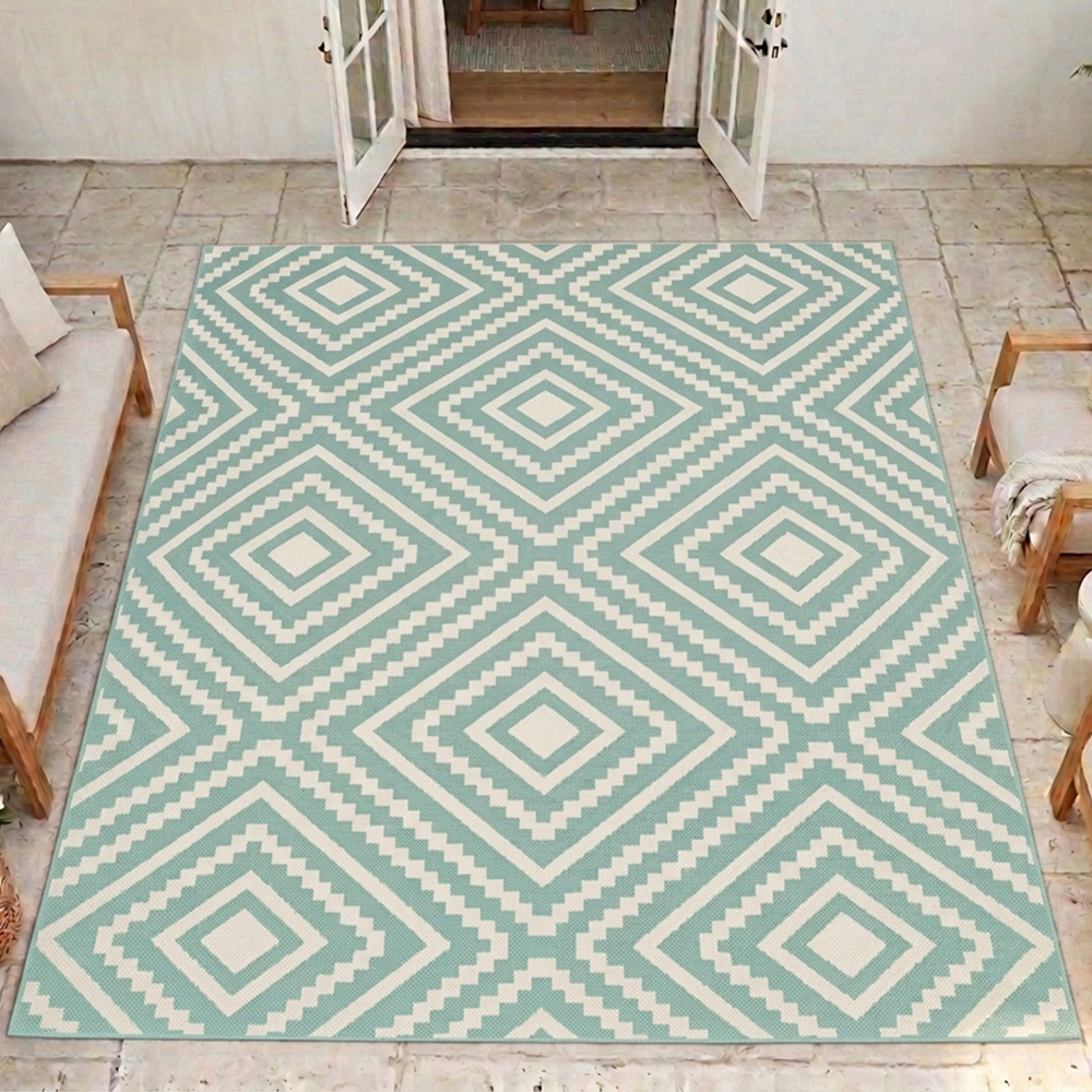 Portland Rugstyle Aqua Large Diamond Rug 200 x 290cm Image 1