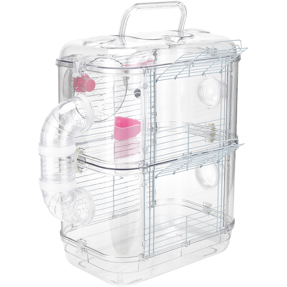 H&O Direct Clear Double Layer Hamster Cage with Tubes Image 2