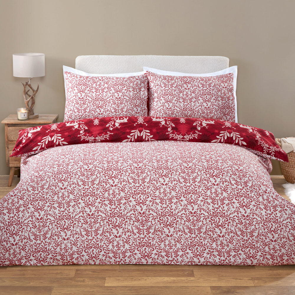 Folklore Stag Duvet Set - Red and White / Double Image 5