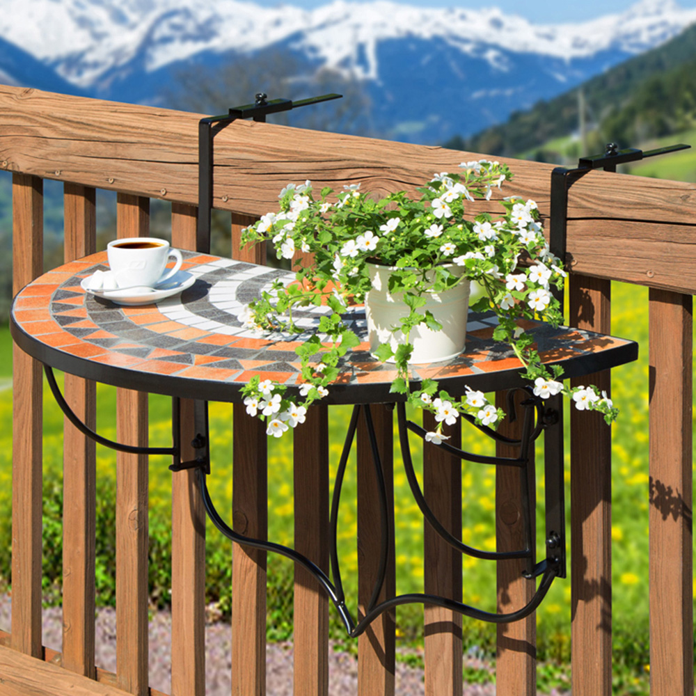 tectake Terracotta and White Mosaic Pattern Hanging Table Image 1