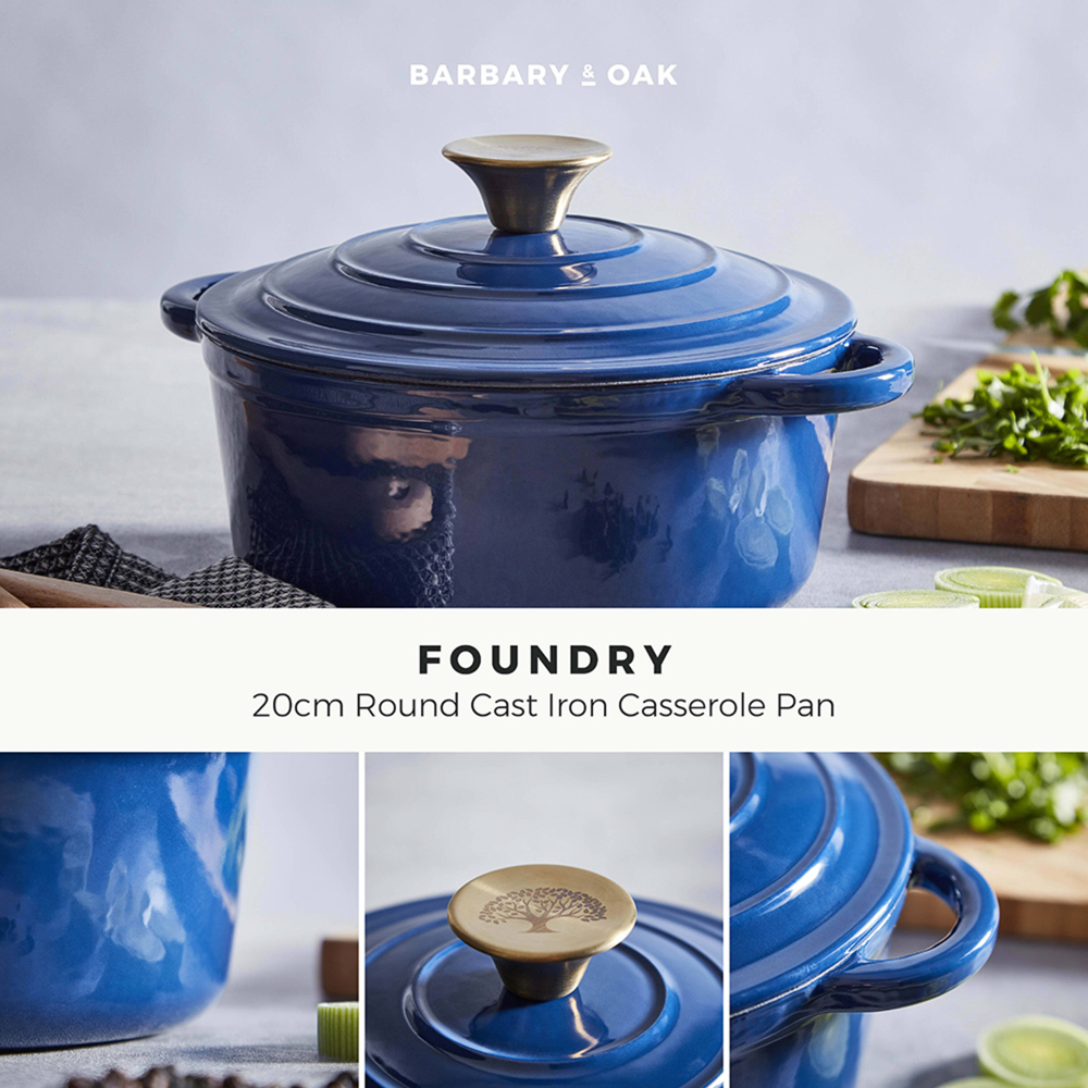 Barbary and Oak 20cm Blue Cast Iron Round Casserole Image 2