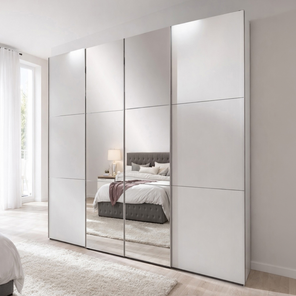 TJ'S Brighton 4 Sliding Door Wardrobe with Mirror Image 1