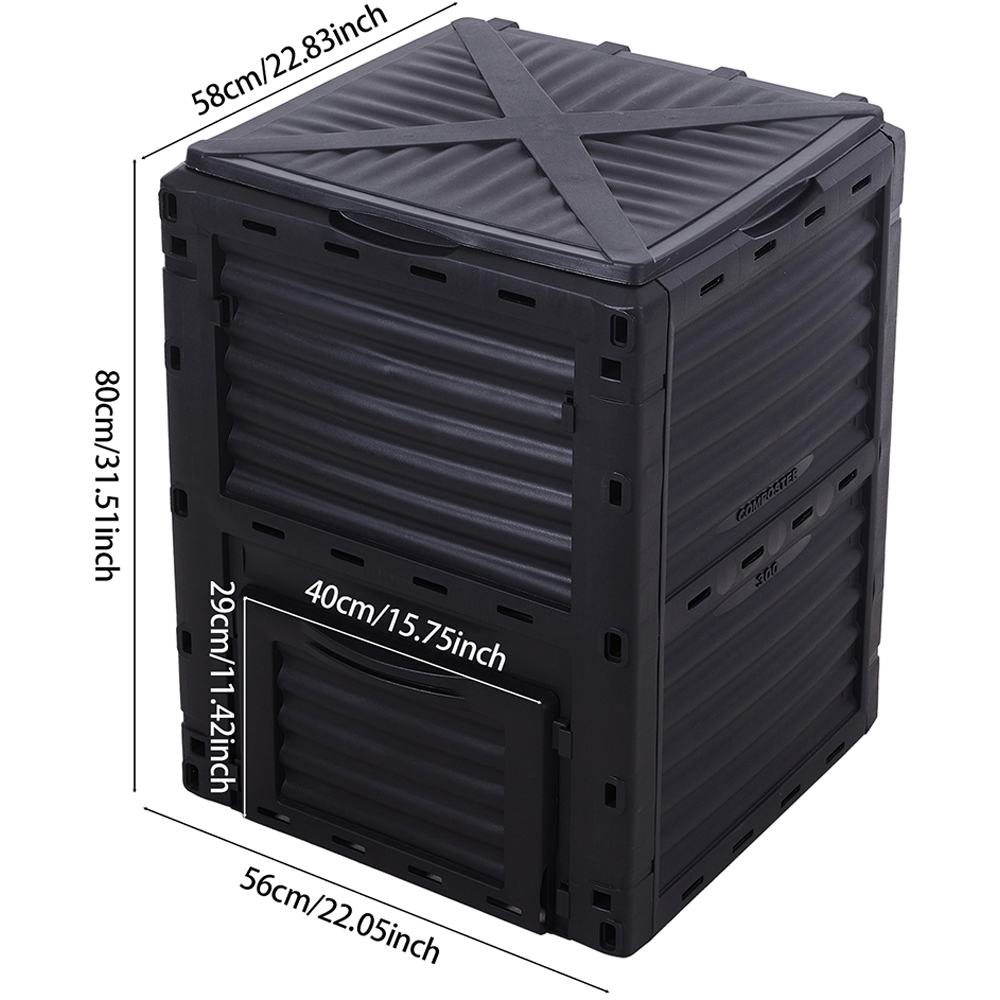 Living and Home Black Outdoor Garden Compost Bin with Ventilation 300L Image 8