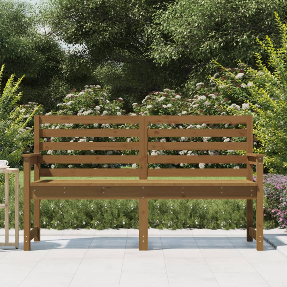 vidaXL Honey Brown Solid Pine Wood Slatted Garden Bench 159.5 x 48 x 91.5cm Image 6