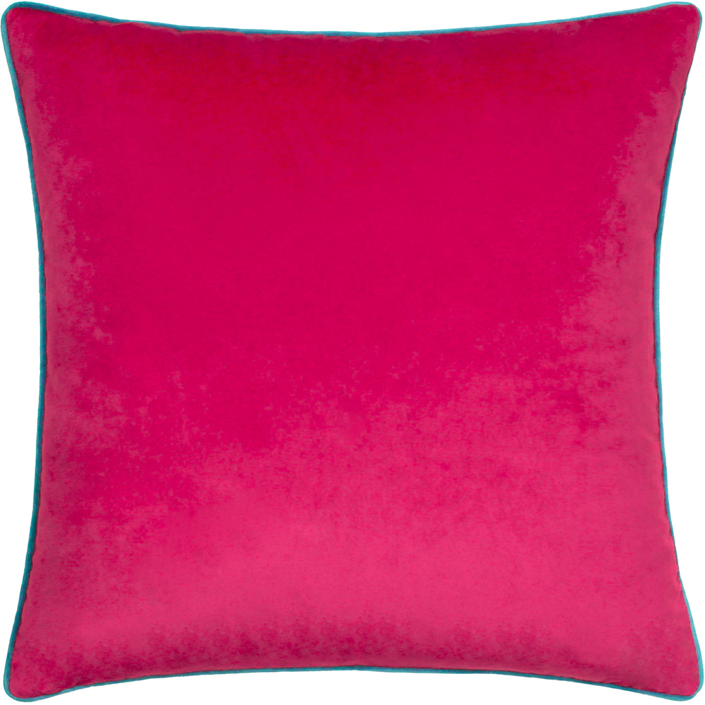 Furn Meridian Raspberry and Teal Velvet Cushion 45 x 45cm Image 1