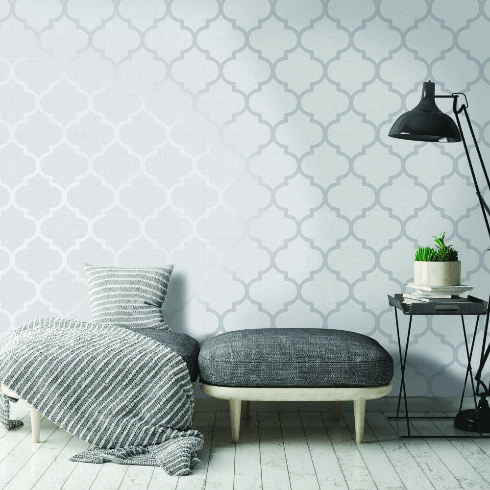 Holden Metallic Lattice Silver Wallpaper Image 3