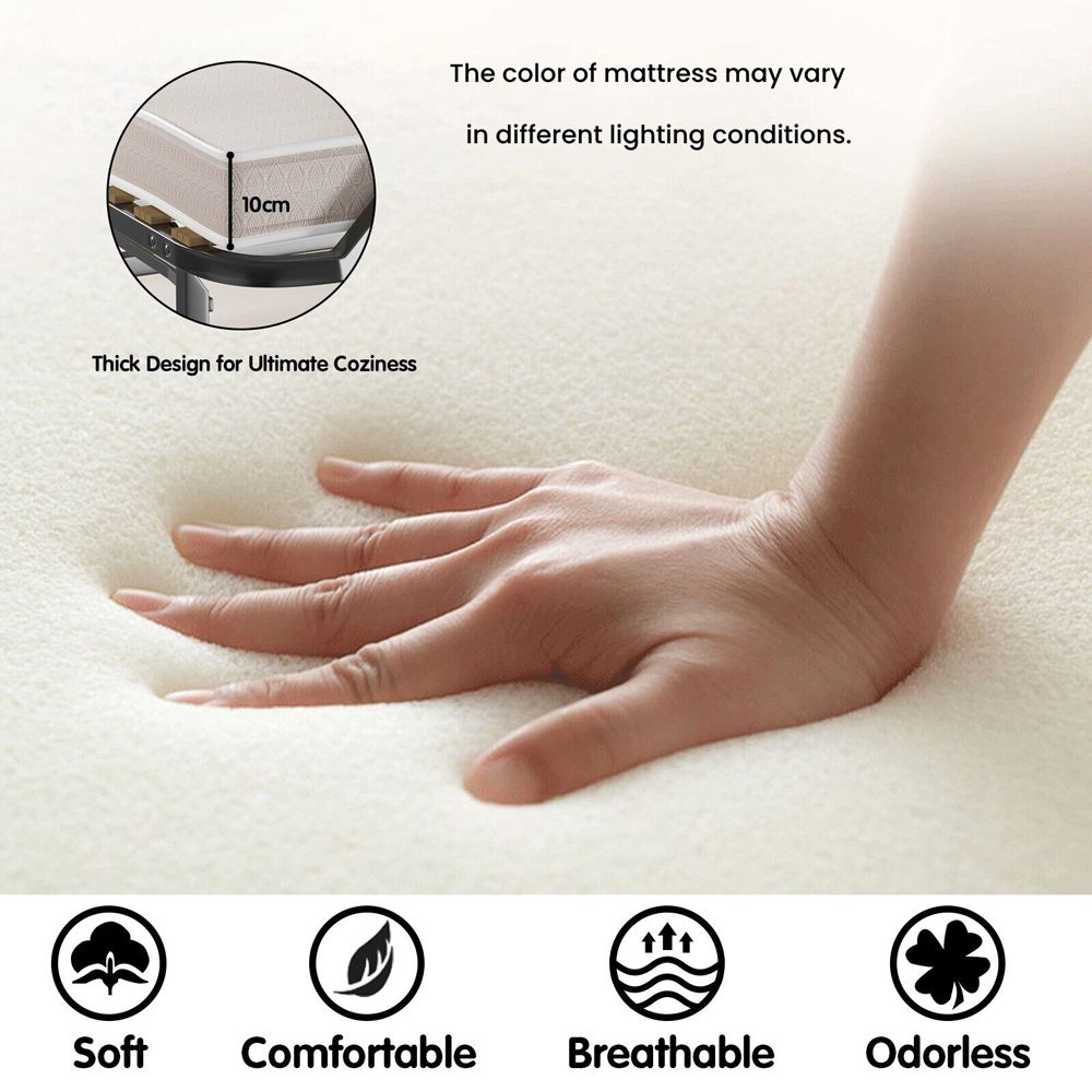 Costway Single White Folding Bed with Memory Foam Mattress Image 7