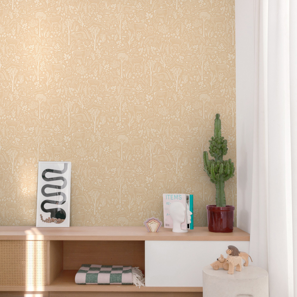 Grandeco Native Woodland Animals Terracotta Wallpaper Image 2