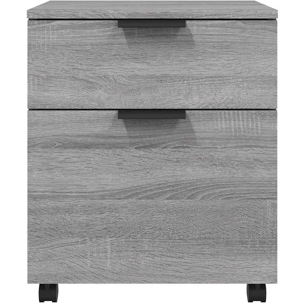 vidaXL Single Door Single Drawer Grey Sonoma File Cabinet with Swivel Wheels Image 3