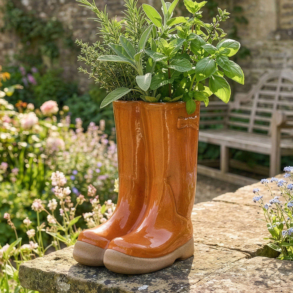 Dibor Orange Double Wellington Planter 29.5cm Image 2