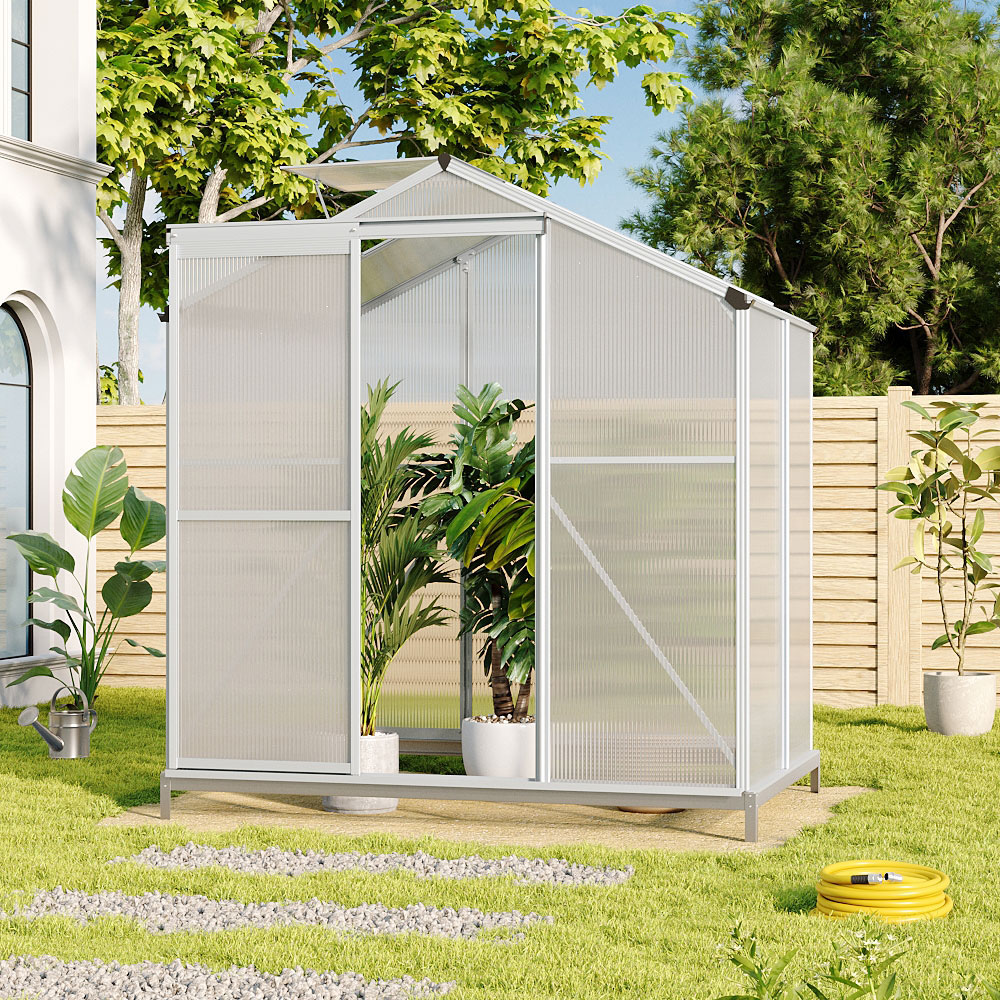 Living and Home Aluminium 4.2 x 6.2ft Hobby Greenhouse with Base Image 2