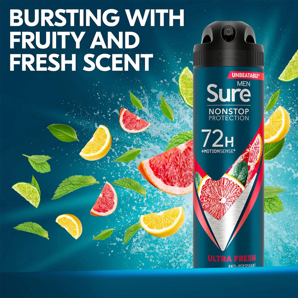 Sure Men 72H Non-Stop Protection Anti-Perspirant Ultra Fresh Deodorant 150ml 18 Pack Image 5