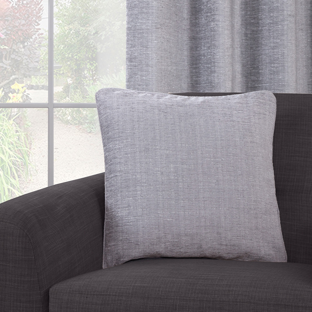 Delphine Chenille Cushion Silver Image 2