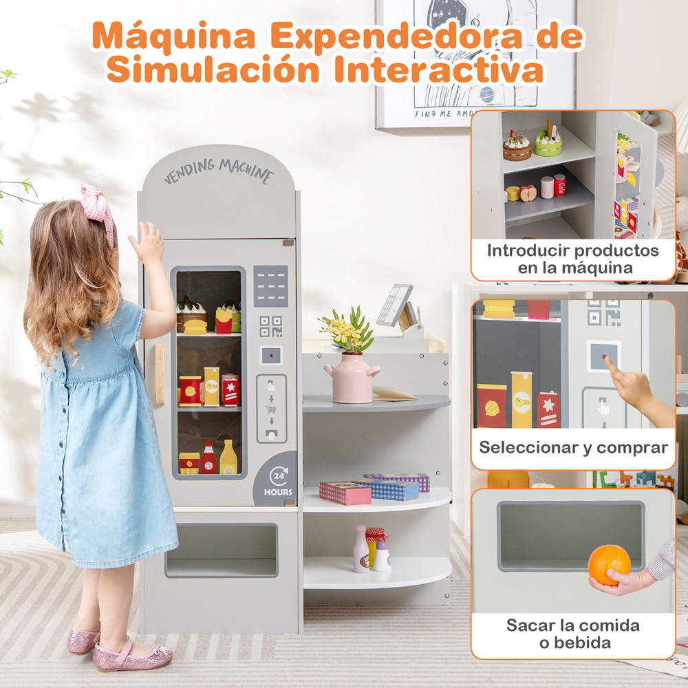 Costway Grey Kids Grocery Store Playset Image 8