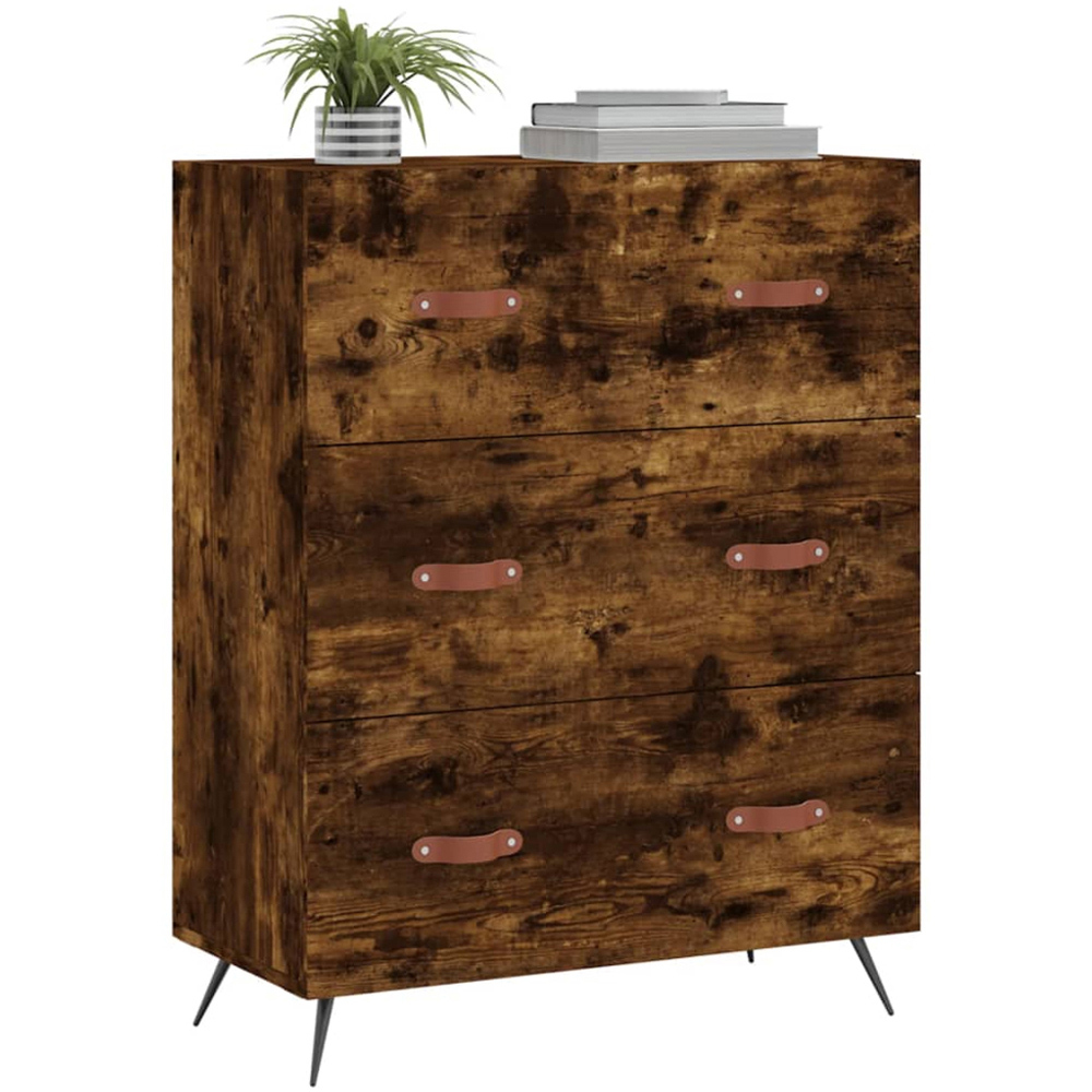 vidaXL 3 Drawer Smoked Oak Wooden Chest of Drawers Image 3