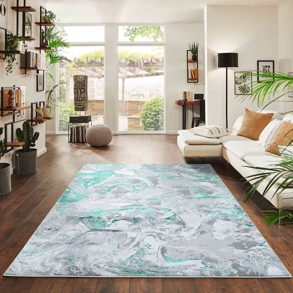 Desire Rugs Solarius Aqua Grunge Marbling Abstract Area Rug 160 x 230cm Image 2