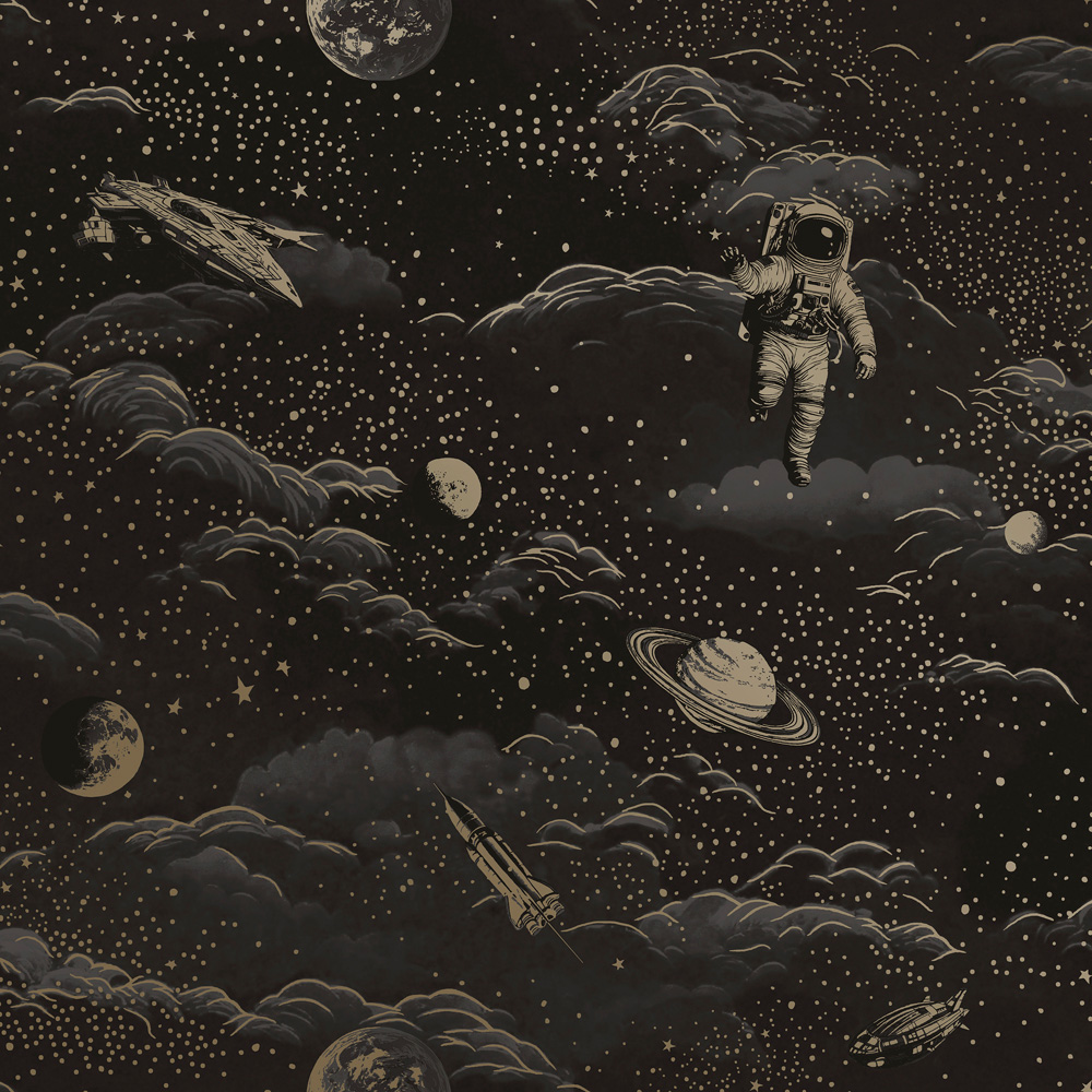 Holden Decor Lost in Space Black and Gold Wallpaper Image 1