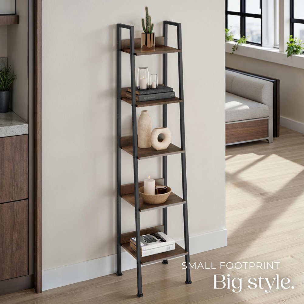 tectake 5 Shelf Dark Wood Shelving Unit 31.5 x 35.5 x 170.5cm Image 8