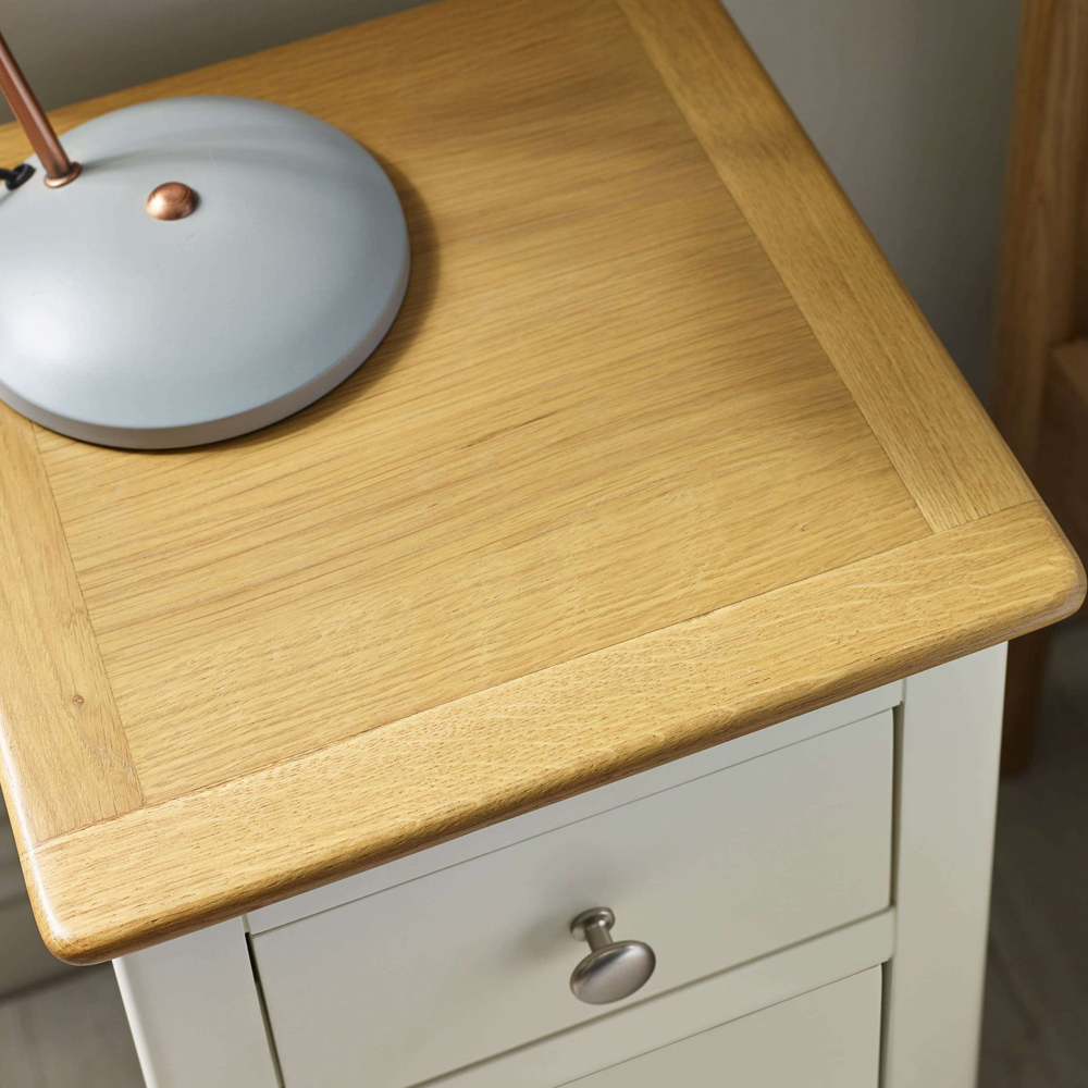 Julian Bowen Somerset 3 Drawer White and Oak Compact Bedside Table Image 6