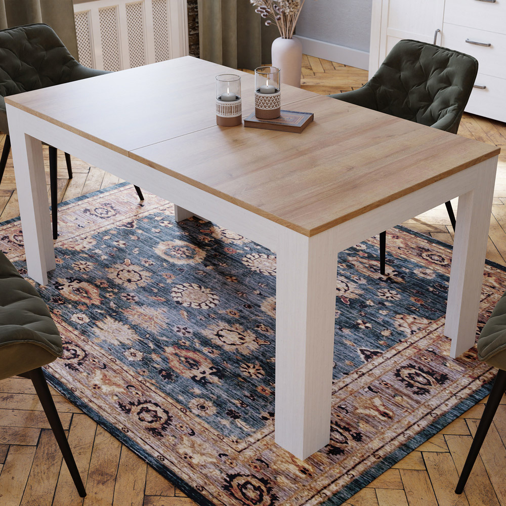 Florence Bohol 4 Seater Extending Dining Table Riviera Oak and White Image 1