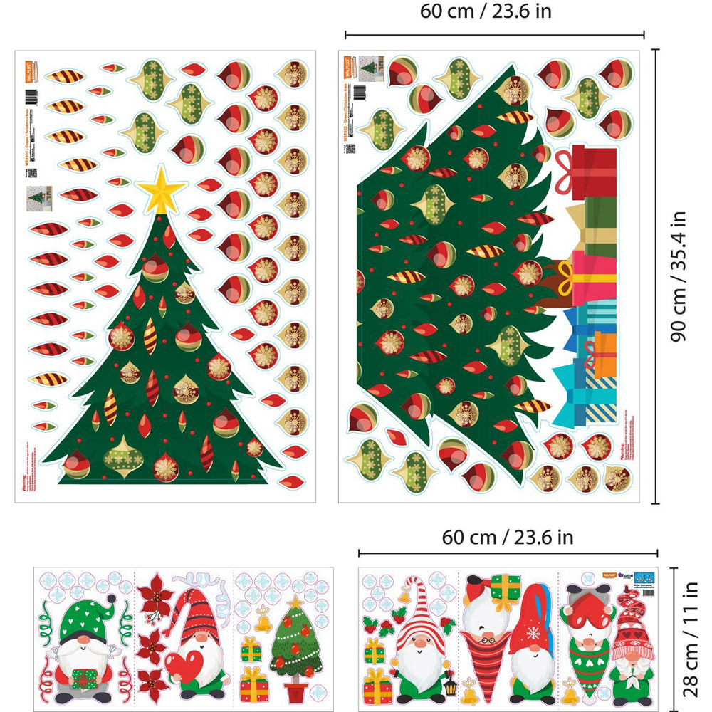 Walplus Merry Gnomes Around The Tree Self Adhesive Christmas Wall Stickers 151 Piece Image 7